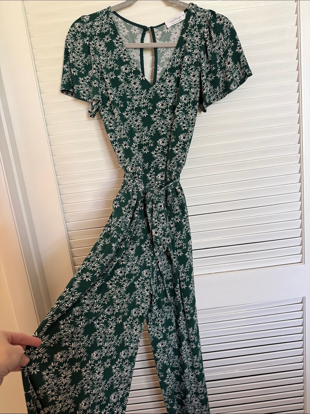 Kaileigh Green Floral Wrap-Style Jumpsuit